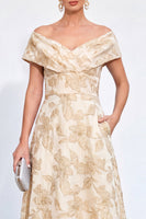 Load image into Gallery viewer, Red Off The Shoulder Jacquard Long Mother of the Bride Dress with Pockets