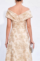 Load image into Gallery viewer, Red Off The Shoulder Jacquard Long Mother of the Bride Dress with Pockets