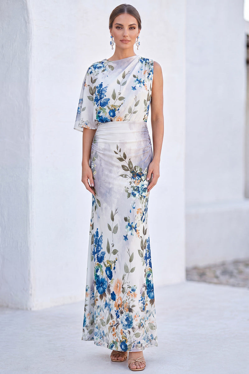 Load image into Gallery viewer, Black Floral MermaidBoat Neck  Long Mother of the Bride Dress with Sleeve