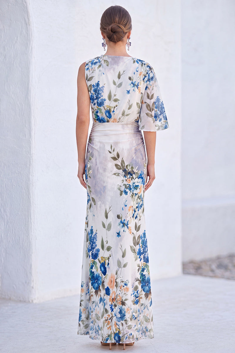 Load image into Gallery viewer, Black Floral MermaidBoat Neck  Long Mother of the Bride Dress with Sleeve