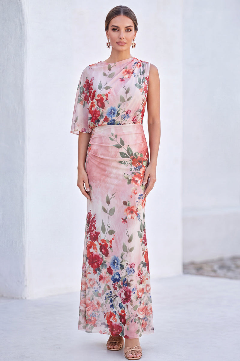 Load image into Gallery viewer, Black Floral MermaidBoat Neck  Long Mother of the Bride Dress with Sleeve