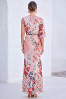 Load image into Gallery viewer, Black Floral MermaidBoat Neck  Long Mother of the Bride Dress with Sleeve