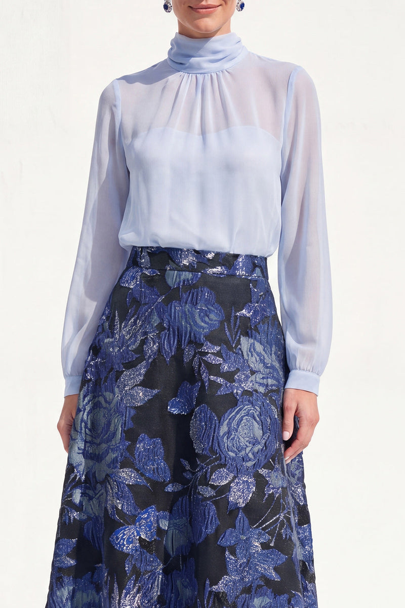 Load image into Gallery viewer, High Neck Purple Floral A Line Long Mother of the Bride Dress with Sleeves