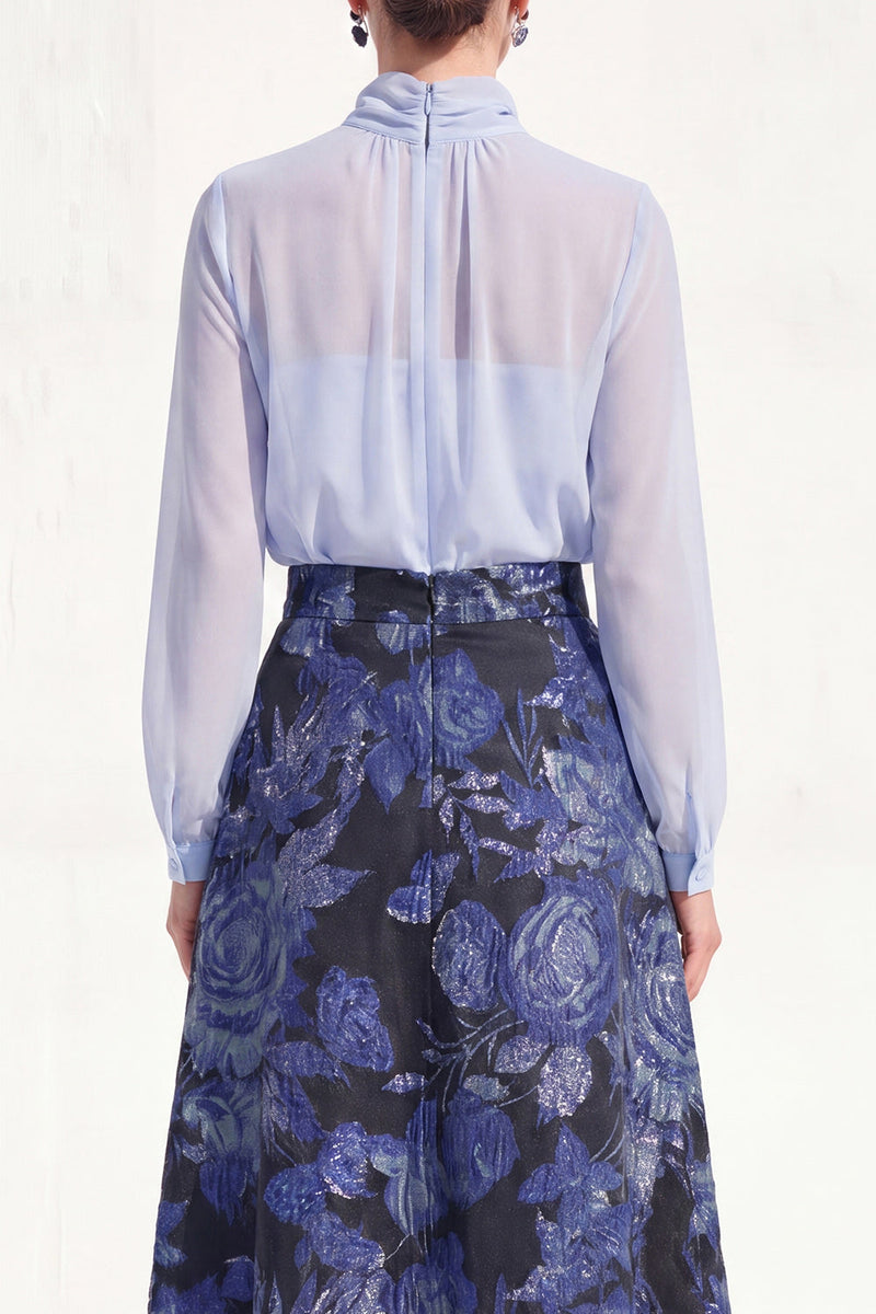 Load image into Gallery viewer, High Neck Purple Floral A Line Long Mother of the Bride Dress with Sleeves