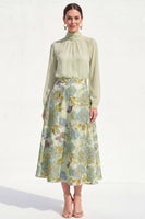 Load image into Gallery viewer, High Neck Purple Floral A Line Long Mother of the Bride Dress with Sleeves