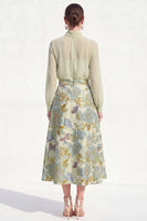 Load image into Gallery viewer, High Neck Purple Floral A Line Long Mother of the Bride Dress with Sleeves