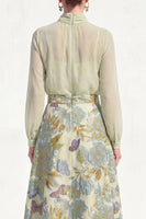 Load image into Gallery viewer, High Neck Purple Floral A Line Long Mother of the Bride Dress with Sleeves