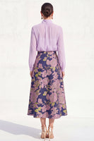 Load image into Gallery viewer, High Neck Purple Floral A Line Long Mother of the Bride Dress with Sleeves