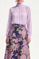 Load image into Gallery viewer, High Neck Purple Floral A Line Long Mother of the Bride Dress with Sleeves