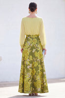 Load image into Gallery viewer, Dark Purple Floral Boat Neck A Line Long Mother of the Bride Dress with Sleeves