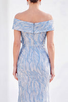 Load image into Gallery viewer, Sparkly Light Blue Long Mermaid Monther of the Bride Dress with 3D Flowers