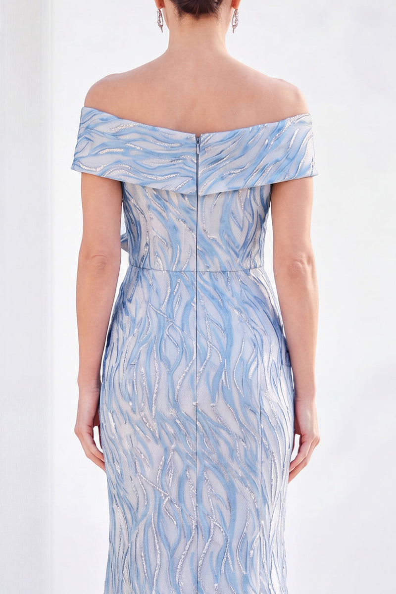 Load image into Gallery viewer, Sparkly Light Blue Long Mermaid Monther of the Bride Dress with 3D Flowers