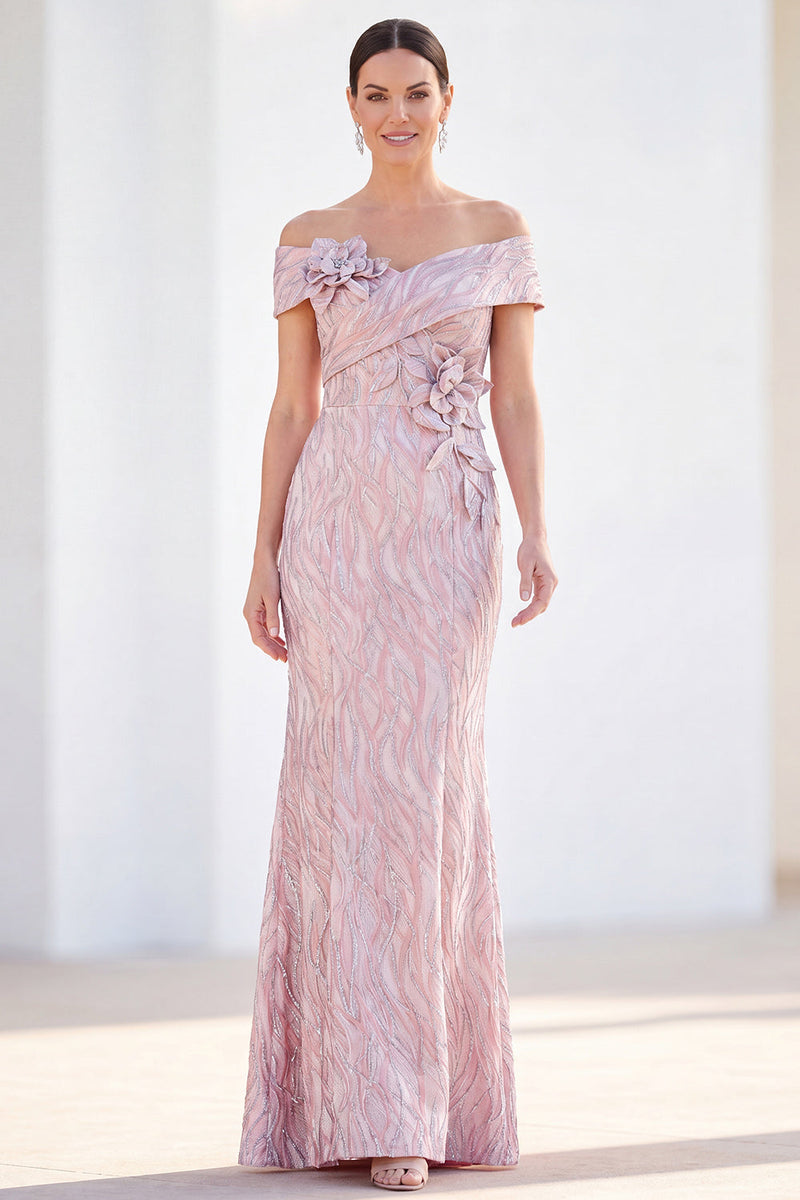 Load image into Gallery viewer, Sparkly Light Blue Long Mermaid Monther of the Bride Dress with 3D Flowers