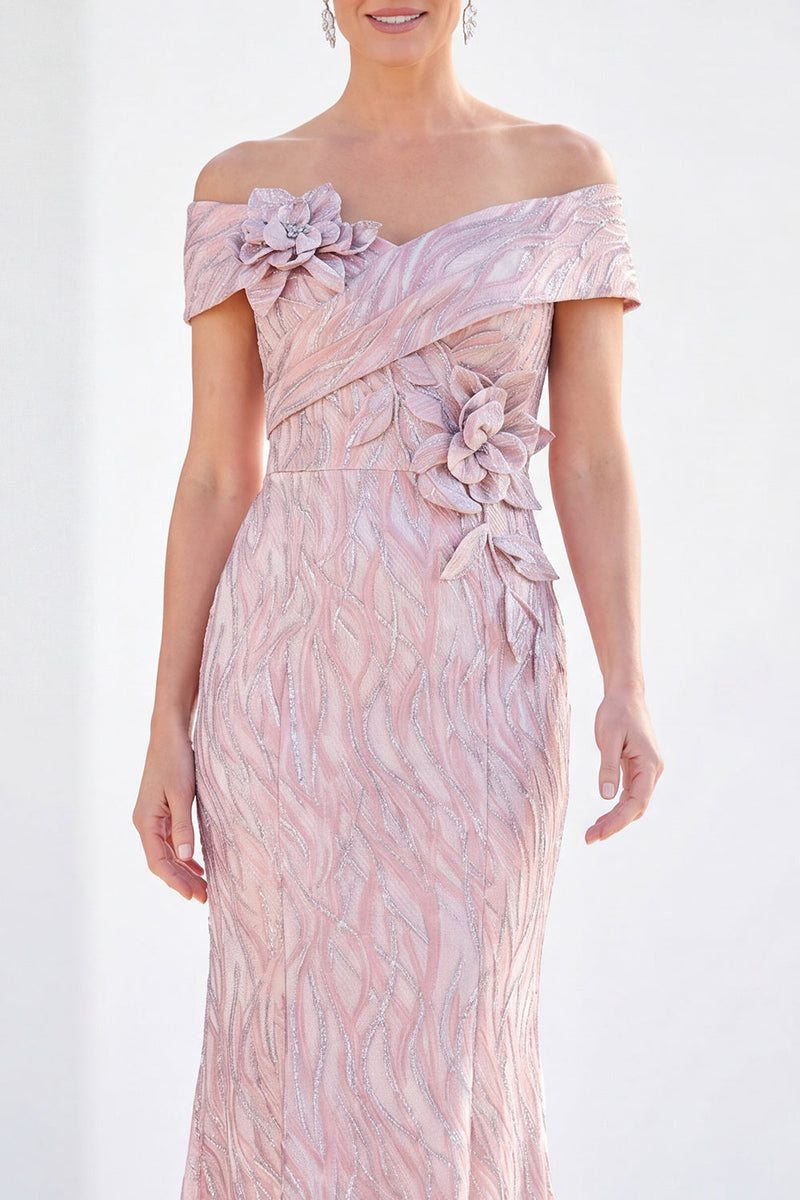 Load image into Gallery viewer, Sparkly Light Blue Long Mermaid Monther of the Bride Dress with 3D Flowers