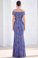 Load image into Gallery viewer, Sparkly Light Blue Long Mermaid Monther of the Bride Dress with 3D Flowers
