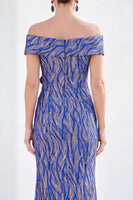 Load image into Gallery viewer, Sparkly Light Blue Long Mermaid Monther of the Bride Dress with 3D Flowers