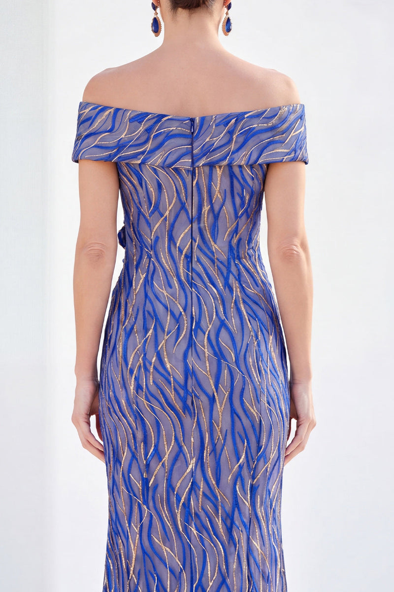 Load image into Gallery viewer, Sparkly Light Blue Long Mermaid Monther of the Bride Dress with 3D Flowers