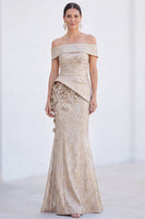 Load image into Gallery viewer, Royal Blue Off The Shoulder Mermaid Long Mother of the Bride Dress with 3D Flowers