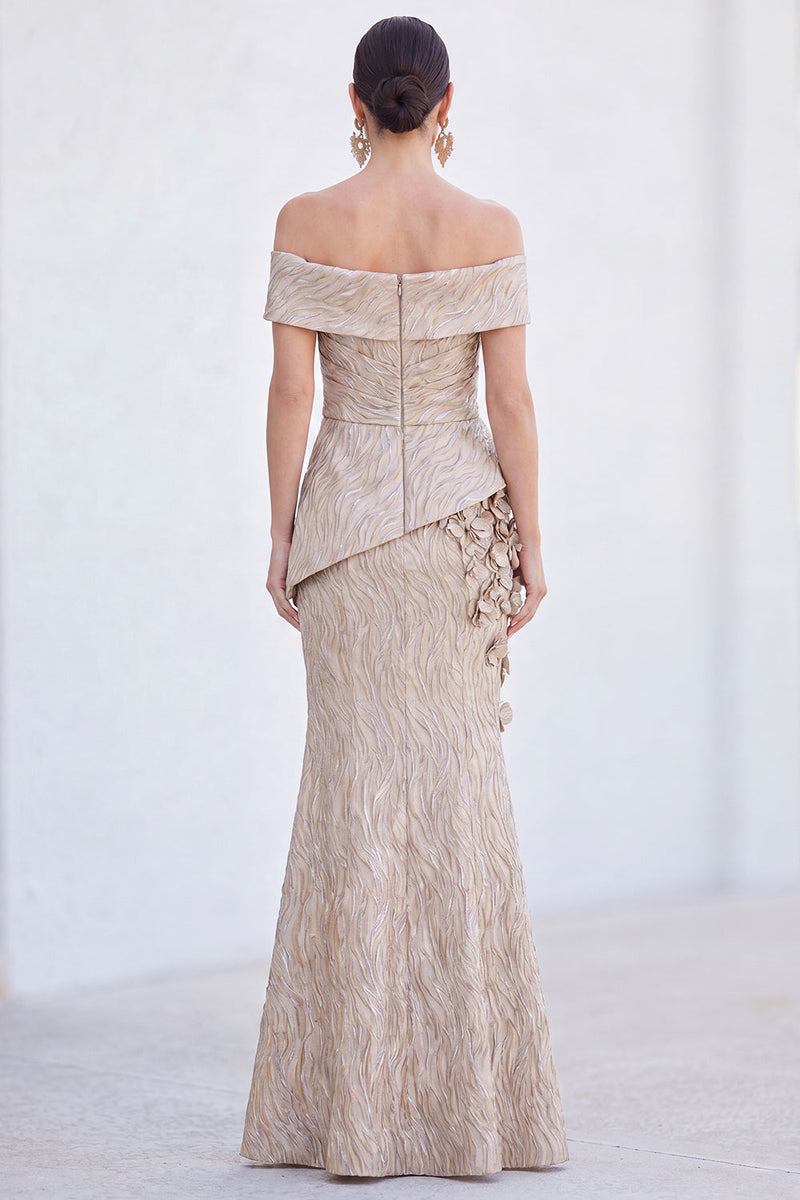 Load image into Gallery viewer, Royal Blue Off The Shoulder Mermaid Long Mother of the Bride Dress with 3D Flowers