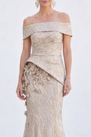 Load image into Gallery viewer, Royal Blue Off The Shoulder Mermaid Long Mother of the Bride Dress with 3D Flowers