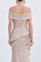 Load image into Gallery viewer, Royal Blue Off The Shoulder Mermaid Long Mother of the Bride Dress with 3D Flowers