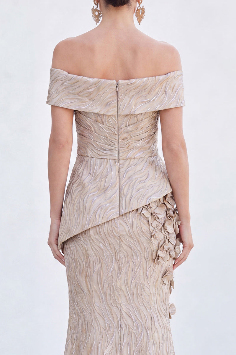 Load image into Gallery viewer, Royal Blue Off The Shoulder Mermaid Long Mother of the Bride Dress with 3D Flowers