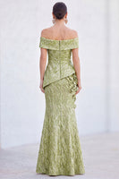 Load image into Gallery viewer, Royal Blue Off The Shoulder Mermaid Long Mother of the Bride Dress with 3D Flowers