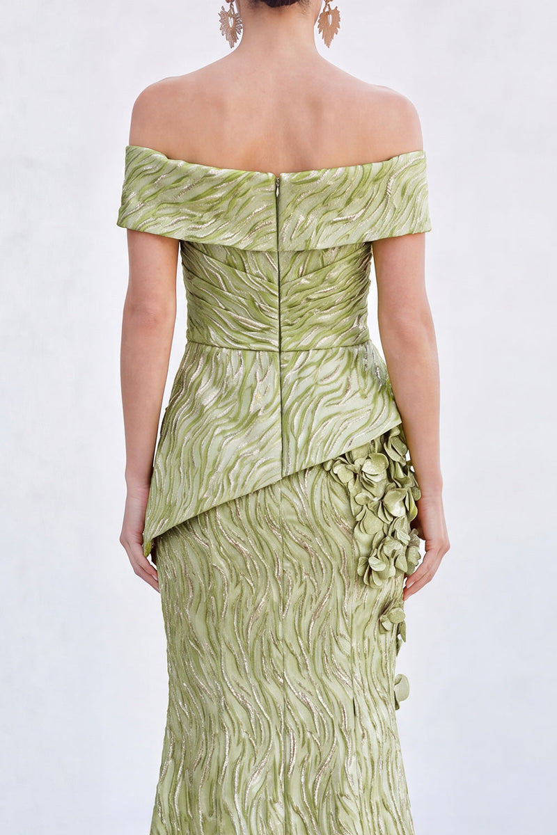 Load image into Gallery viewer, Royal Blue Off The Shoulder Mermaid Long Mother of the Bride Dress with 3D Flowers