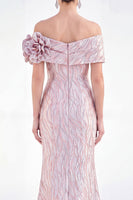 Load image into Gallery viewer, Golden Off The Shoulder Mermaid Long Mother of the Bride Dress with 3D Flowers