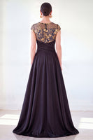 Load image into Gallery viewer, Sparkly Floral Black Gold Ruched Sequins Sheath Long Mother of the Bride Dress