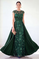 Load image into Gallery viewer, Sparkly Floral Black Gold Ruched Sequins Sheath Long Mother of the Bride Dress