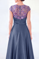 Load image into Gallery viewer, Sparkly Floral Black Gold Ruched Sequins Sheath Long Mother of the Bride Dress