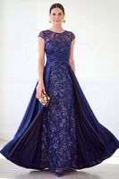 Load image into Gallery viewer, Sparkly Floral Black Gold Ruched Sequins Sheath Long Mother of the Bride Dress