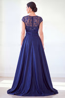 Load image into Gallery viewer, Sparkly Floral Black Gold Ruched Sequins Sheath Long Mother of the Bride Dress