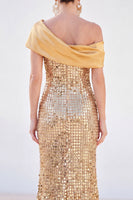 Load image into Gallery viewer, Sparkly Golden Sequins Mermaid Long Mother of the Bride Dress