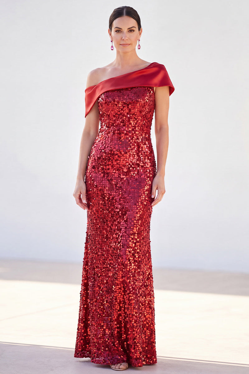 Load image into Gallery viewer, Sparkly Golden Sequins Mermaid Long Mother of the Bride Dress