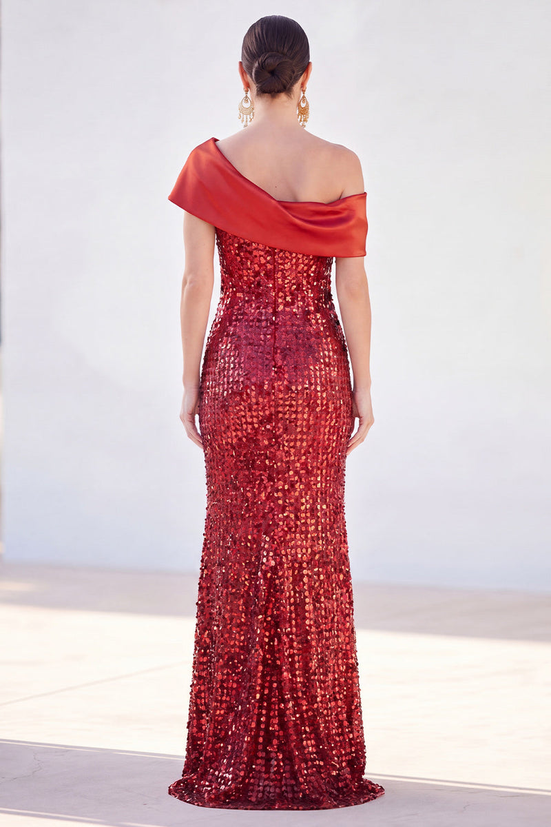 Load image into Gallery viewer, Sparkly Golden Sequins Mermaid Long Mother of the Bride Dress