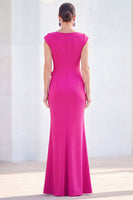 Load image into Gallery viewer, Floral Blue Ruched Mermaid Boat Neck Long Mother of the Bride Dress