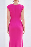Load image into Gallery viewer, Floral Blue Ruched Mermaid Boat Neck Long Mother of the Bride Dress