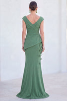 Load image into Gallery viewer, Fuchsia Ruched Mermaid V-Neck Long Mother of the Bride Dress with 3D Flowers