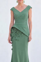 Load image into Gallery viewer, Fuchsia Ruched Mermaid V-Neck Long Mother of the Bride Dress with 3D Flowers