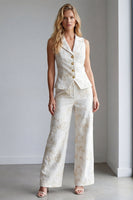 Load image into Gallery viewer, 2 Piece Ivory Floral Single Breasted Notched Lapel Business Suits