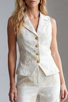 Load image into Gallery viewer, 2 Piece Ivory Floral Single Breasted Notched Lapel Business Suits