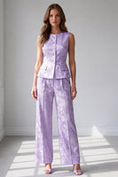 Load image into Gallery viewer, 2 Piece Lilac Single Breasted Round Neck Business Suits