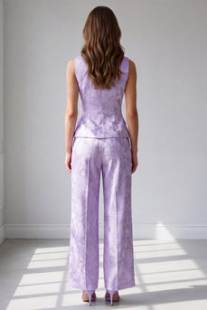 2 Piece Lilac Single Breasted Round Neck Business Suits