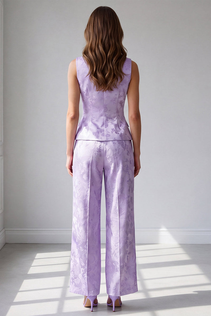 Load image into Gallery viewer, 2 Piece Lilac Single Breasted Round Neck Business Suits