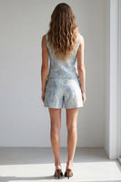 Load image into Gallery viewer, 2 Piece Light Blue Jacquard Single Breasted Round Neck Prom Suits