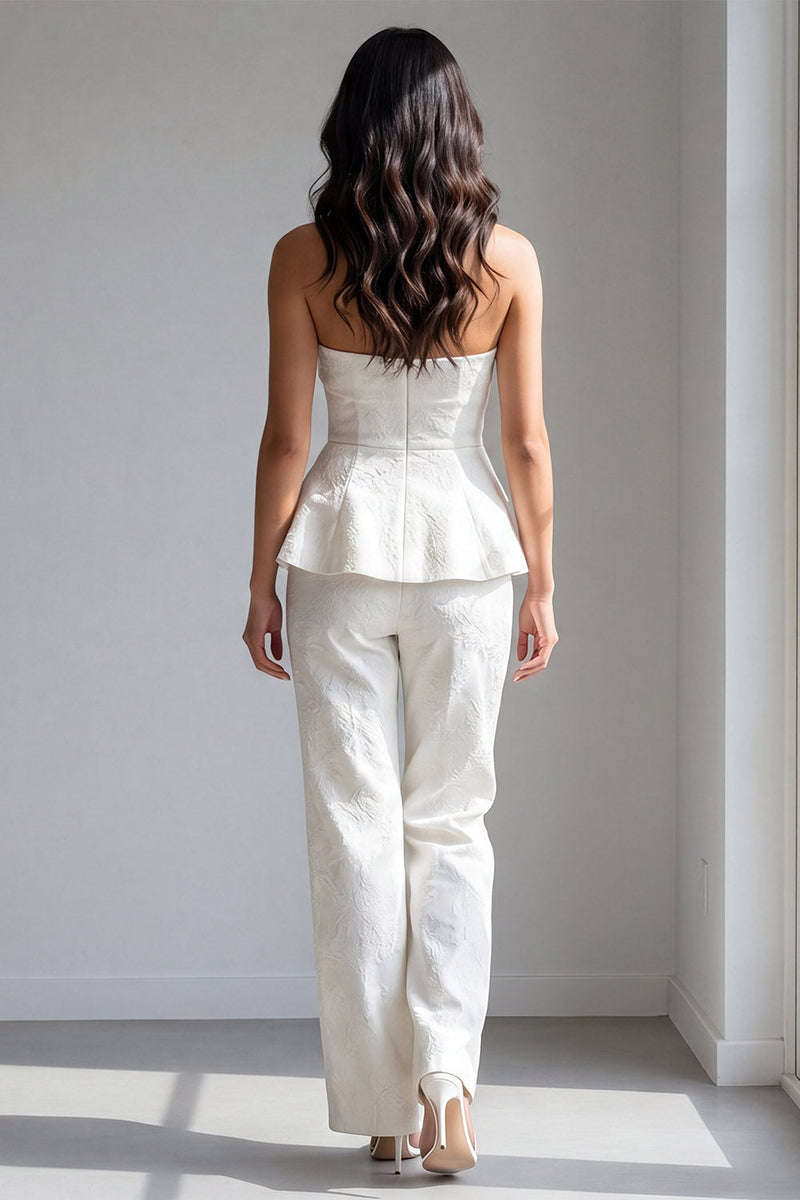 Load image into Gallery viewer, 2 Piece Ivory Strapless Double Breasted Business Suits