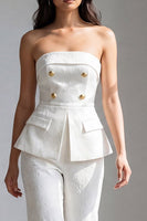 Load image into Gallery viewer, 2 Piece Ivory Strapless Double Breasted Business Suits