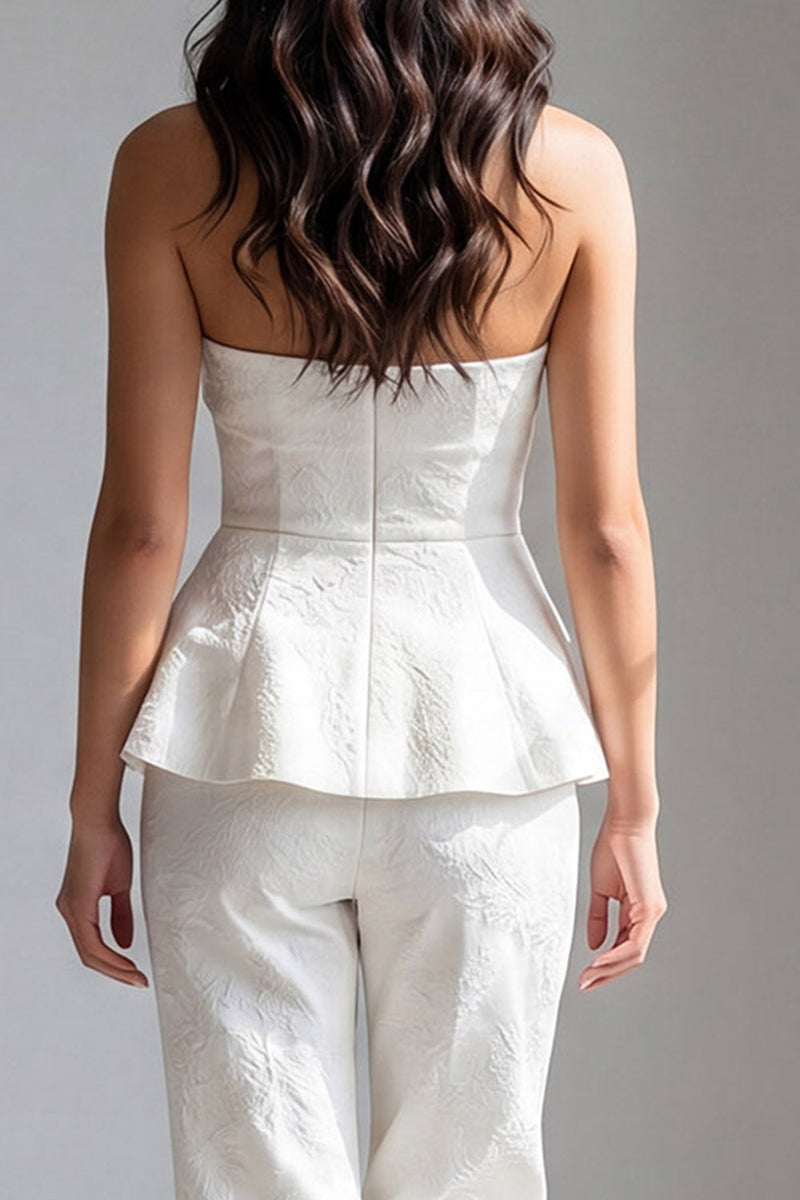 Load image into Gallery viewer, 2 Piece Ivory Strapless Double Breasted Business Suits